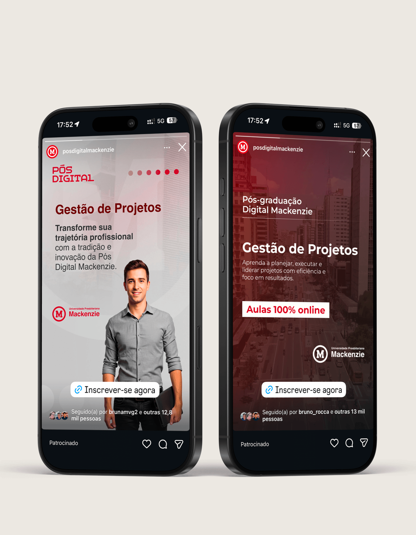 Antes e depois dos criativos